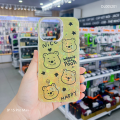 Ốp IP 15 Pro Max vân đá thạch anh in Pooh