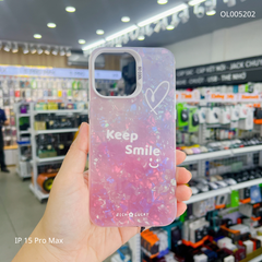 Ốp IP 15 Pro Max vân đá thạch anh in Keep smile