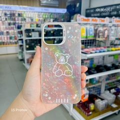 Ốp IP 15 Pro Max vân đá thạch anh in Gấu trắng