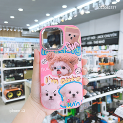 Ốp IP 13 6.1 dẻo in 3 bé Mèo I'm Cute hồng nhạt