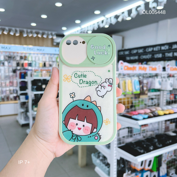 Ốp IP 7+ dẻo in Bé gái Cutie Dargon trượt camera