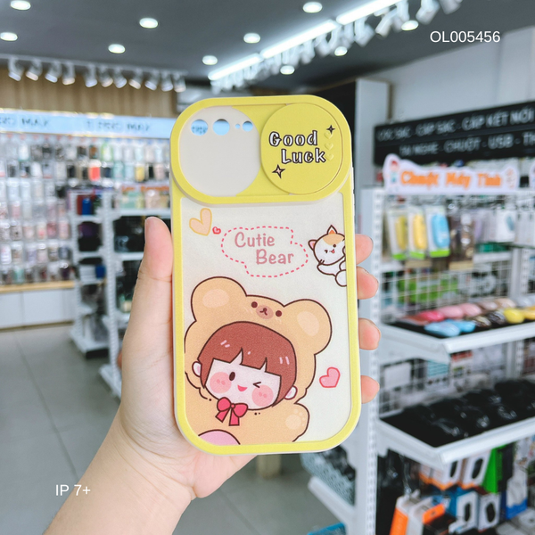 Ốp IP 7+ dẻo in Bé gái Cutie Bear trượt camera