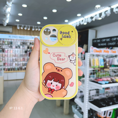 Ốp IP 13 6.1 dẻo in Bé gái Cutie Bear trượt camera