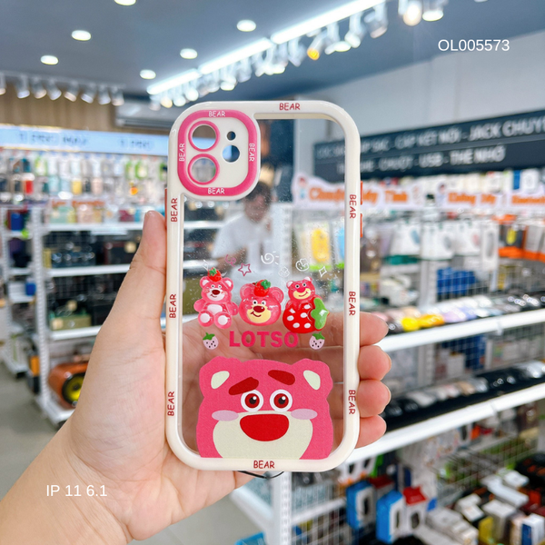 Ốp IP Xs Max lưng cứng đính 3 sticker Lotso viền màu