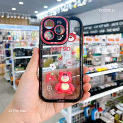 Ốp IP 12 Pro Max lưng cứng đính 1 sticker Lotso viền màu