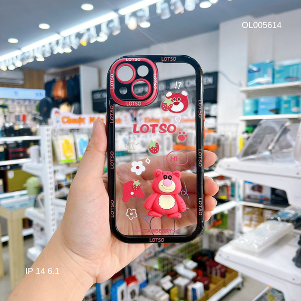 Ốp IP 11 Pro Max lưng cứng đính 1 sticker Lotso viền màu