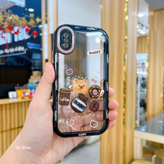 Ốp IP Xs Max lưng cứng đính Gấu/Donut viền màu