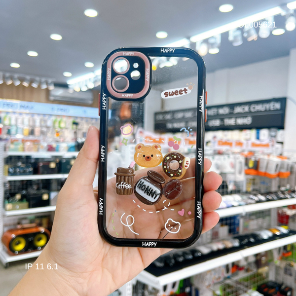 Ốp IP 15 Pro lưng cứng đính 1 sticker Lotso viền màu