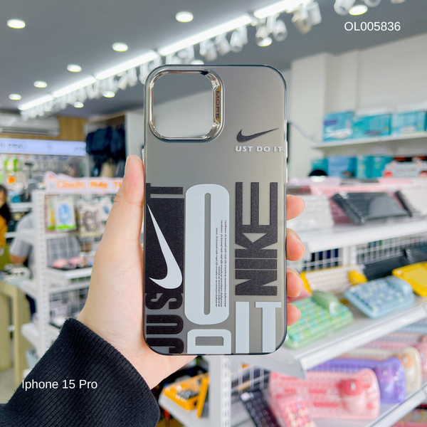 Ốp IP 15 Pro nhám bạc Nike do it camera more