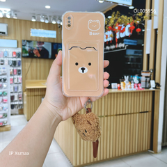 ** Ốp IP Xs Max dẻo in Bear ví card kèm dây