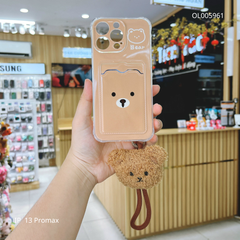 ** Ốp IP 13 Pro Max dẻo in Bear ví card kèm dây