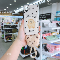 ** Ốp IP 12 6.1 dẻo in Bear chấm bi ví card kèm dây