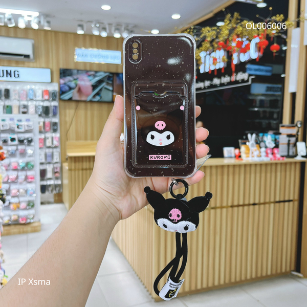 ** Ốp IP Xs Max dẻo in Kuromi ví card kèm dây