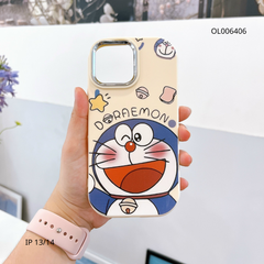 ** Ốp IP 13/14 6.1 Silicon in Doraemon nền trắng