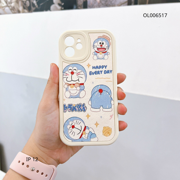 ** Ốp IP 12 6.1 Vân da sần in Doraemon Happy everyday