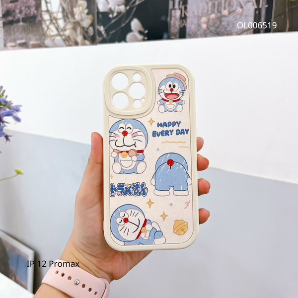 ** Ốp IP 12 Pro Max Vân da sần in Doraemon Happy everyday