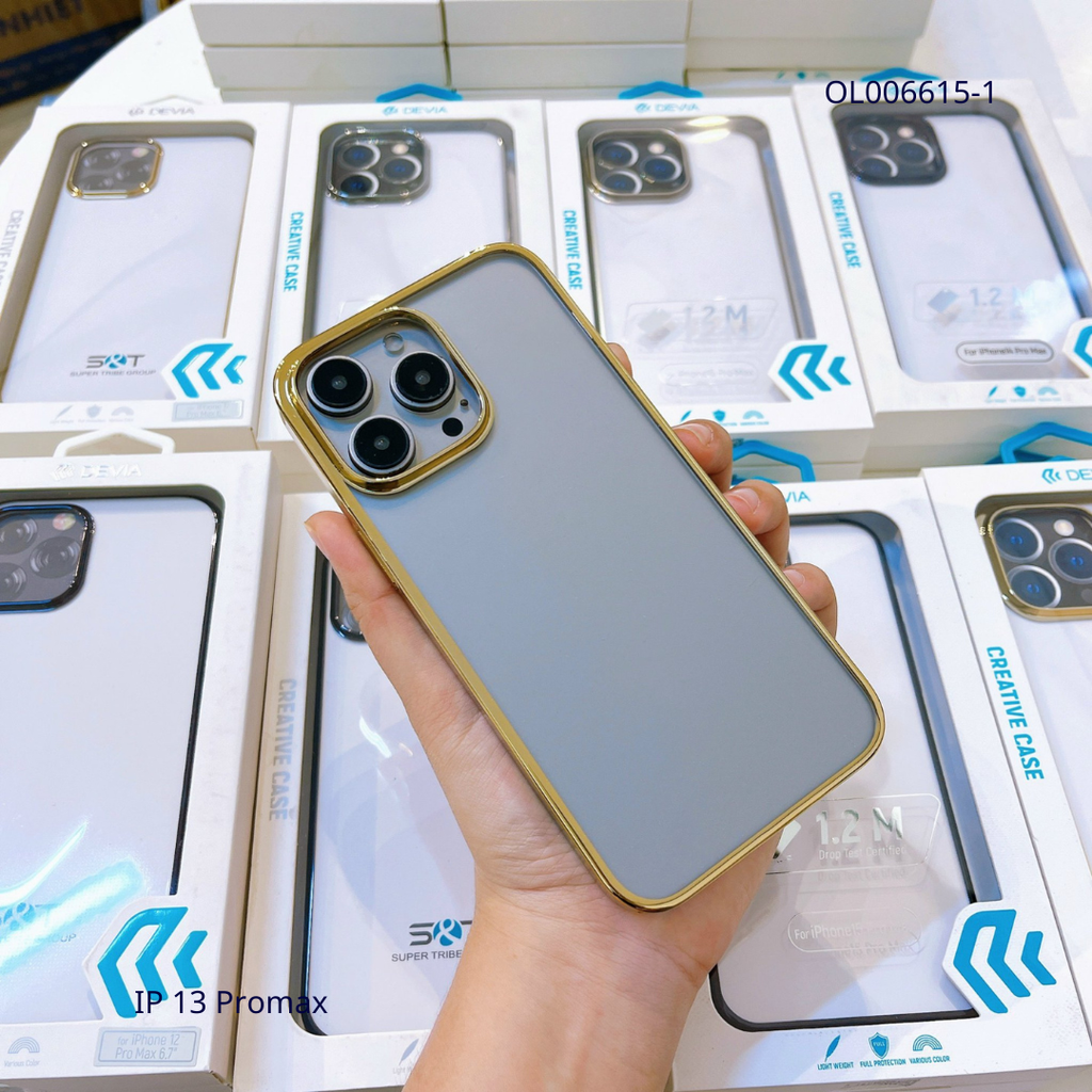 Ốp IP 13 Pro Max DEVIA Trong viền màu