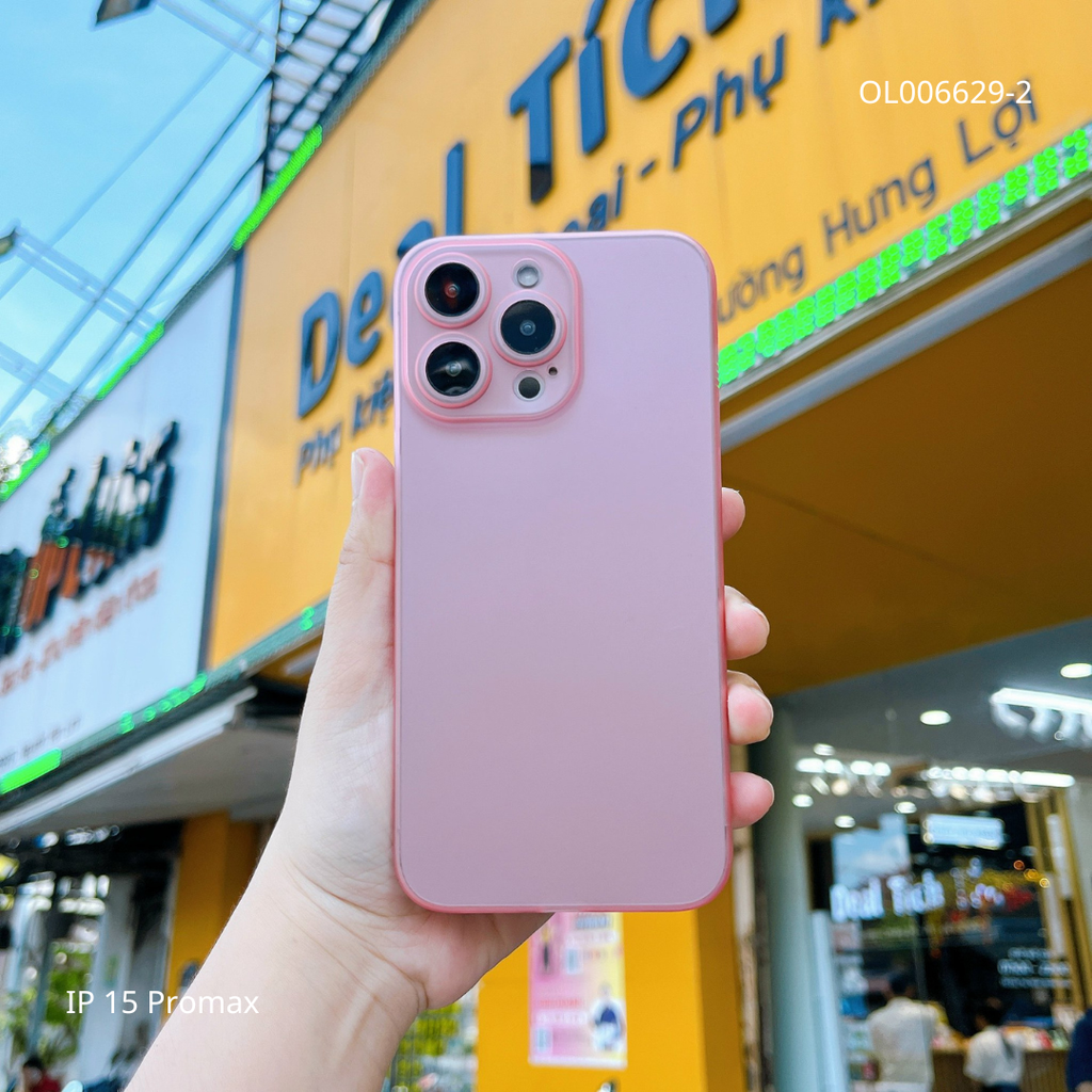 Ốp IP 15 Pro Max nhám siêu mỏng bảo vệ camera