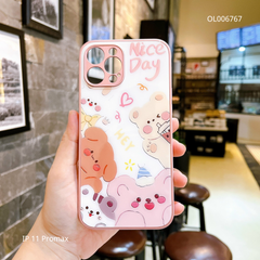 Ốp IP 11 Pro Max lưng kính nhiều Gấu Nice day