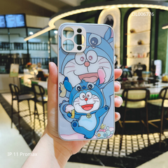 Ốp IP 11 Pro Max lưng kính Doraemon đội nón Stitch