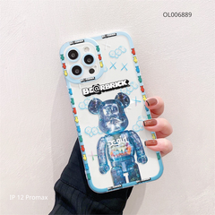 Ốp IP 12 Pro Max dẻo trong Bearbrick x-girl xanh