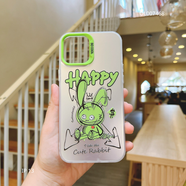 Ốp IP 13 6.1 tráng bạc Happy cute Rabbit