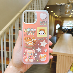 Ốp IP 11 6.1 lưng phản quang in bánh và Gấu afternoon tea