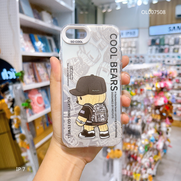 Ốp IP 7 nhám bạc Cool Bears nút bạc