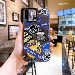 Ốp IP 12/12 Pro nhám bạc Warriors nút bạc
