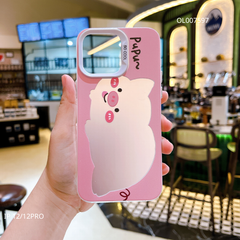 Ốp IP 12/12 Pro 6.1 tráng bạc Heo hồng PUPU