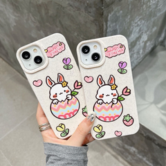 Ốp IP 12 6.1 dẻo lúa mì in Thỏ Happy Forever