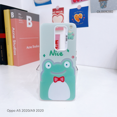 Ốp Oppo A5 2020/A9 2020 xanh Ếch Nice nút bạc