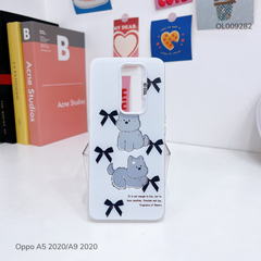 Ốp Oppo A5 2020/A9 2020 tráng bạc 2 Cún nơ nút bạc