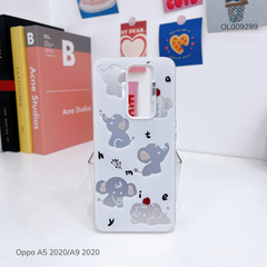 Ốp Oppo A5 2020/A9 2020 tráng bạc nhiều voi nút bạc