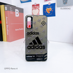 Ốp Reno 4 tráng bạc nhiều logo Adidas nút bạc