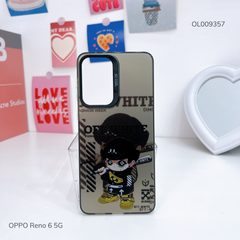 Ốp Reno 6 5G tráng bạc Off White nút bạc