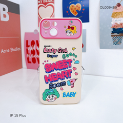 ** Ốp IP 15 Plus dẻo Sweet heart phối camera cô gái