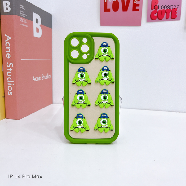 Ốp IP 14 Pro Max dẻo đính 7 icon một mắt nhỏ