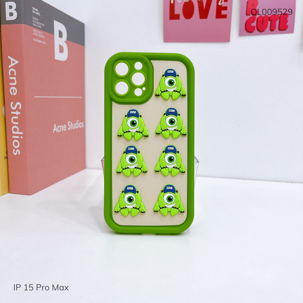 Ốp IP 15 Pro Max dẻo đính 7 icon một mắt nhỏ