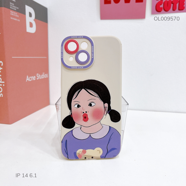 Ốp IP 14 6.1 dẻo cô gái áo tím chu môi