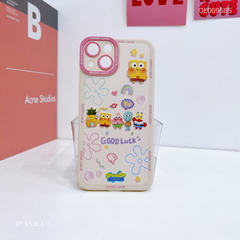 Ốp IP 15 6.1 dẻo hoạt hình Spongebob Good luck nền kem