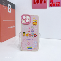 Ốp IP 15 6.1 dẻo hoạt hình Spongebob Good luck nền hồng