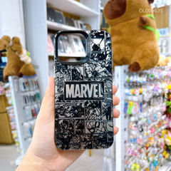 Ốp IP 13 Pro Max nhám bạc vân hình Marvel