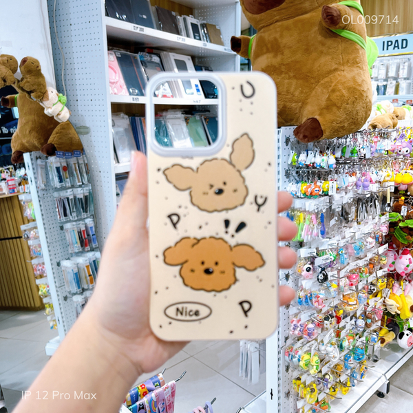 Ốp IP 12 Pro Max dẻo Cún Nice viền nhám