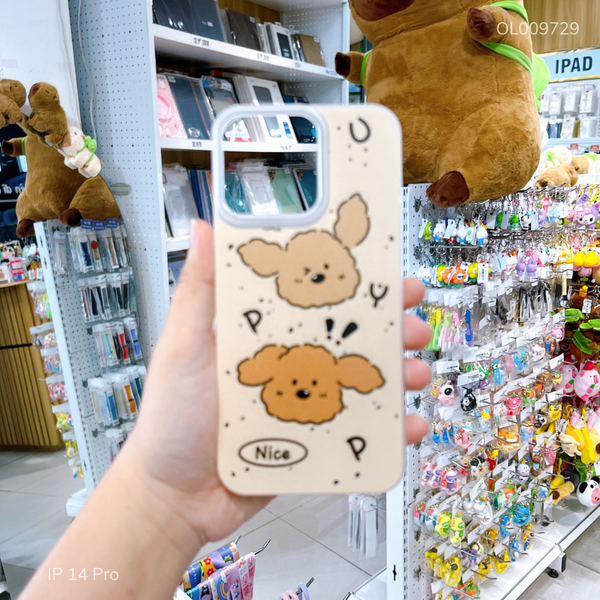 Ốp IP 14 Pro dẻo Cún Nice viền nhám
