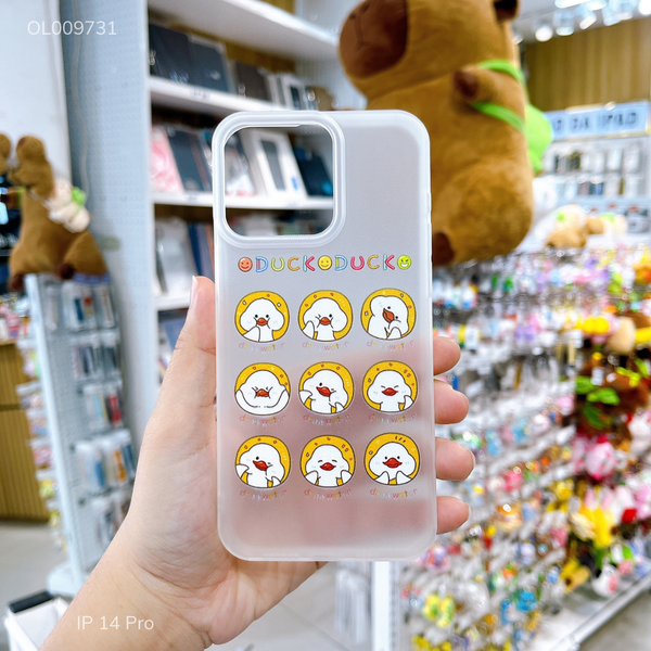 Ốp IP 14 Pro dẻo 9 icon Duck Duck viền nhám