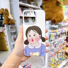 Ốp IP 15 Pro Max dẻo cô bé dễ thương áo tím viền nhám