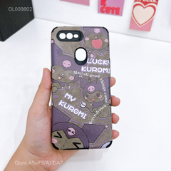 Ốp Oppo A5s/F9/A12/A7 giả da lộn Kuromi tím