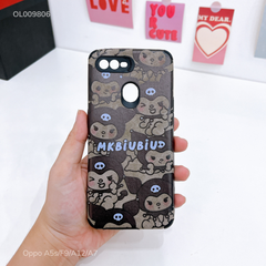 Ốp Oppo A5s/F9/A12/A7 giả da lộn Kuromi MKbiubiu