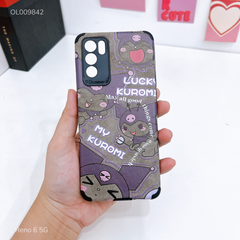 Ốp Reno 6 5G giả da lộn Kuromi tím